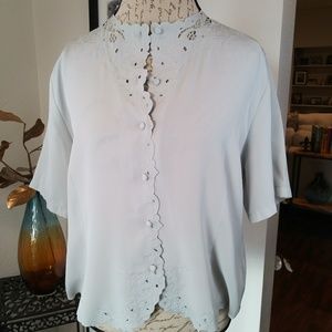 Claudia Richard Dove Gray Blouse. Sz. 14